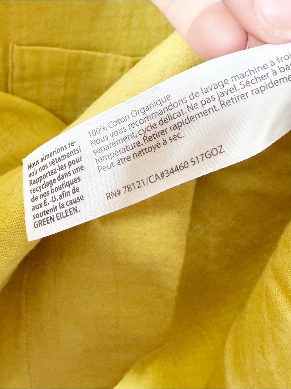 Eileen Fisher Yellow Scoop Neck Tunic with Front Pockets - Picture 5 of 9